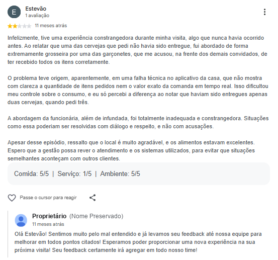 Print Real de Avaliação e Resposta no Google Maps
